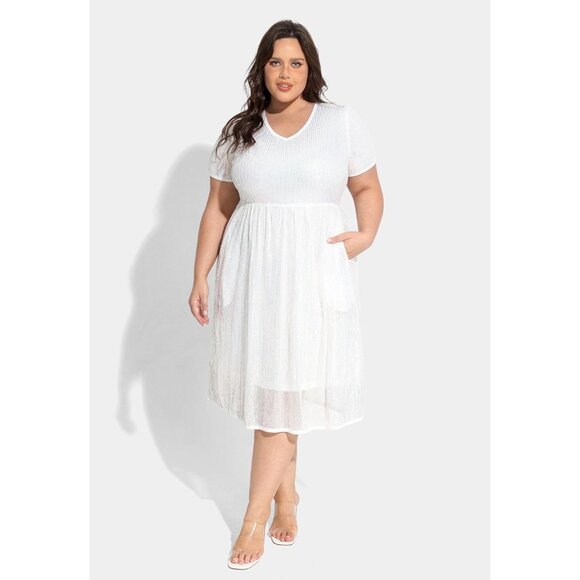 Plus Size Sequin Dress Women V Neck Short Sleeve Party Formal Summer - Picture 2 of 5